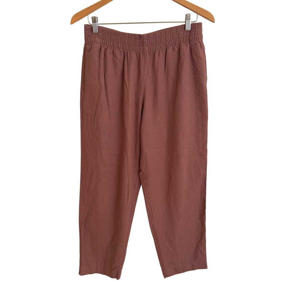 Old Navy Womens High Rise Straight Linen Blend Pants Warm‎ Taupe Small  27"